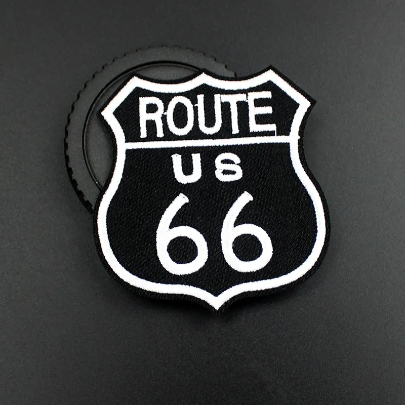 패션 크기 7 9 7 3 CM Route 66 Patches Iron Stickers 스트라이프 의류 배지 의류 용 아플리케 2875