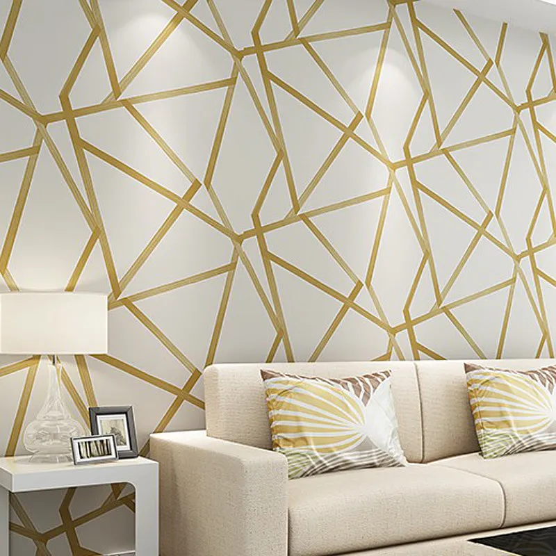 FJX Papel pintado moderno a rayas 3D decoración de sala de estar rayas  anchas papel de pared pared dormitorio decoración mural cocina (color beige)