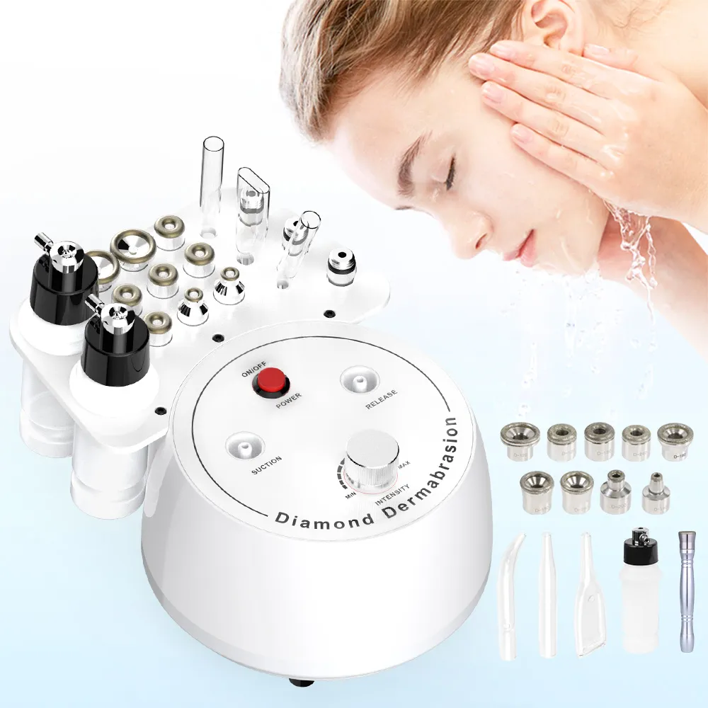 Wondeful 3 i 1 Diamond Microdermabrasion Dermabrasion Vacuum Spray Acne Borttagning Ansiktsmaskin för hem/spa