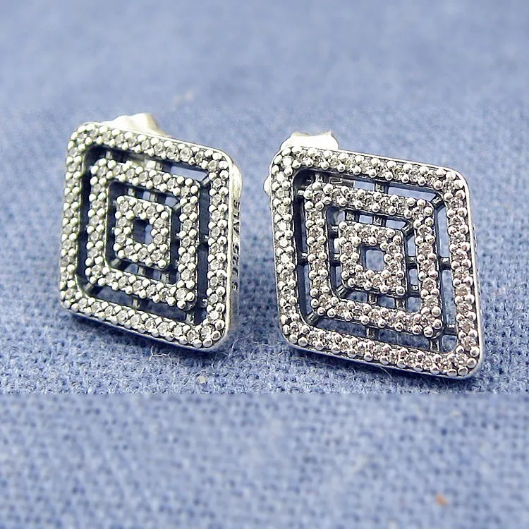 Wholesale- linhas prisioneiras 925 Sterling prata cz diamante com caixa original para jóias pandora com caixas originais senhoras brincos