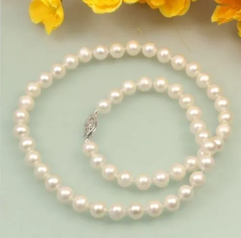 8-9mm White Black Pink Natural Pearl Necklace 18 cal 925 Silver Zapięcie