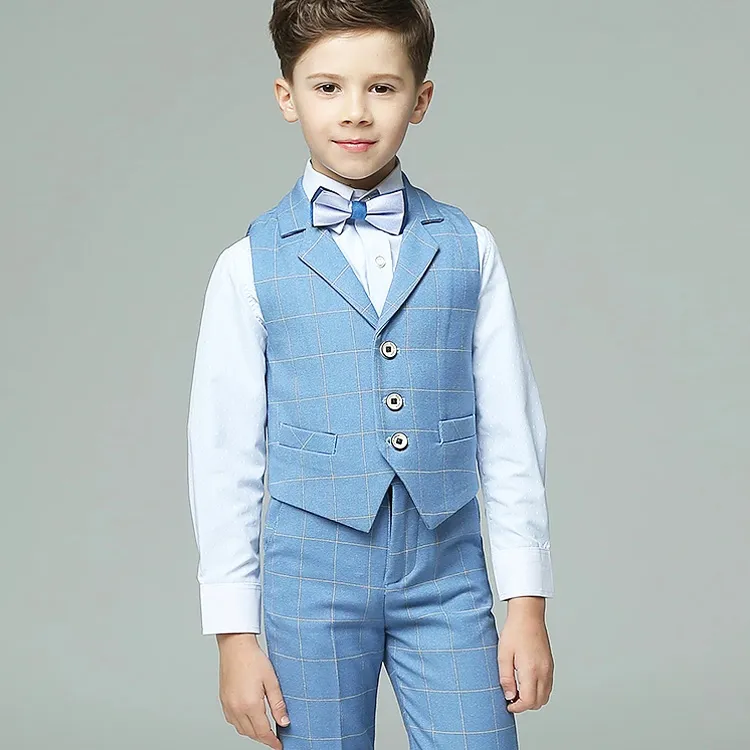 2019 nouveau Plaid 2 pièces garçon vêtements de cérémonie costume été enfants mariage enfants vêtements de créateur garçons pour fête bal