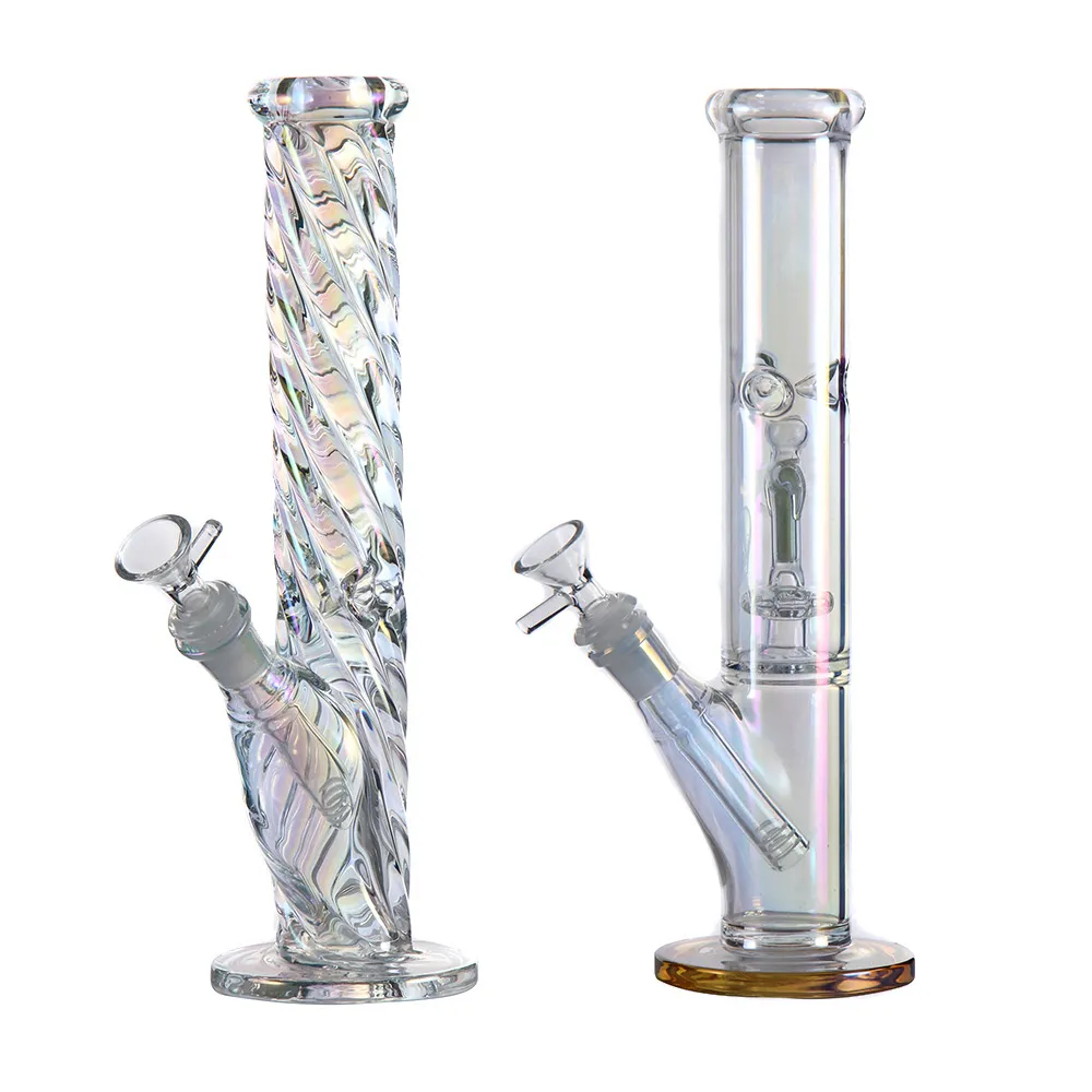 12.5 inç cam su bongs gökkuşağı cam bong Aydınlık Beher Bong nargile su boruları 14mm cam kase eklemi ile Downstem sigara için