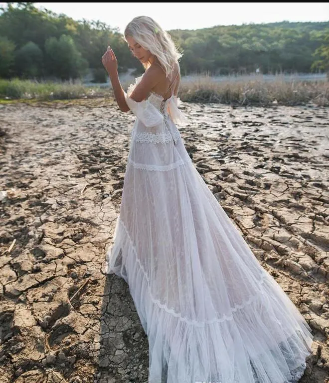 Bohemian Wedding Dresses 2020 Off Shoulder A Line From