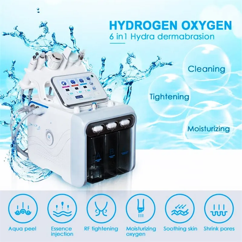 6 IN 1 Hydrogen Oxygen Facial Machine RF skin rejuvenaiton Microdermabrasion Hydro Dermabrasion Bio lifting wrinkle removal Spa Machine