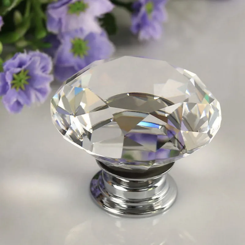Diamond Furniture Handles 30mm 1.18 in K9 Crystal Glass Drawer Wardrobe ...