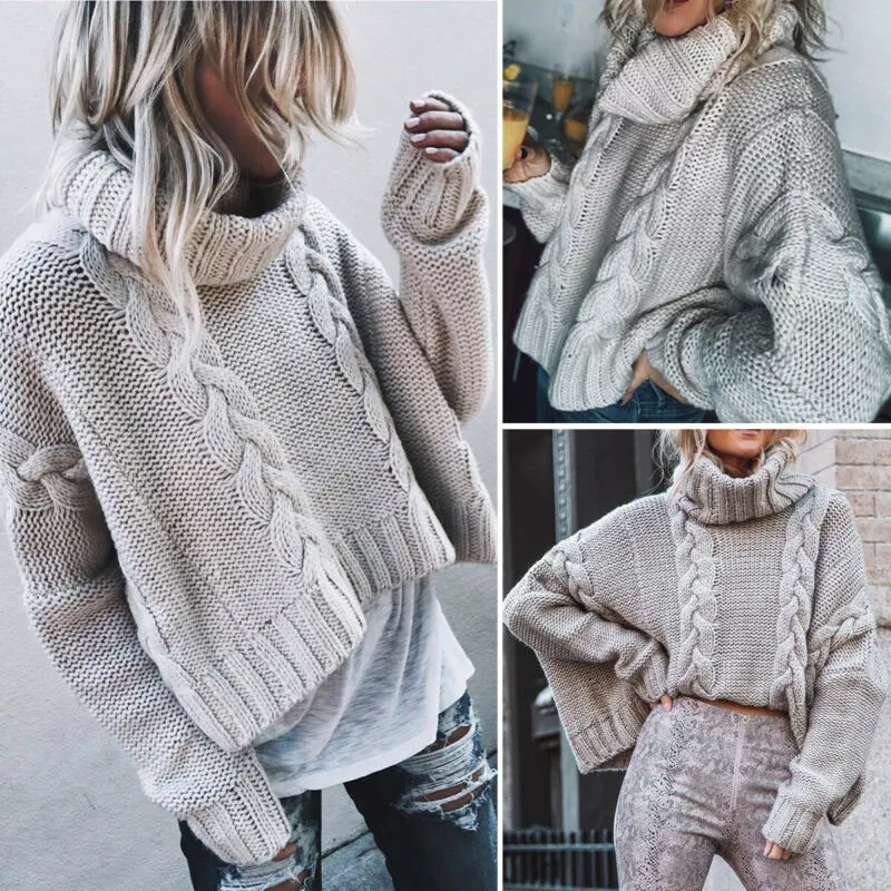 Winter Womens Chunky Knitted Chunky Knit Turtleneck Sweater Sweater With Thick Knit Pullover Jumper For Warmth From Vanilla15 17.03 DHgate.Com