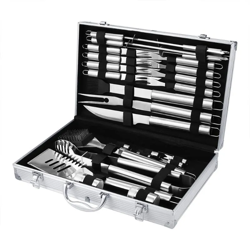 Utensili per barbecue Set per grigliate per barbecue Borsa Kit per utensili in acciaio inossidabile Accessori per utensili da cucina all'aperto da campeggio