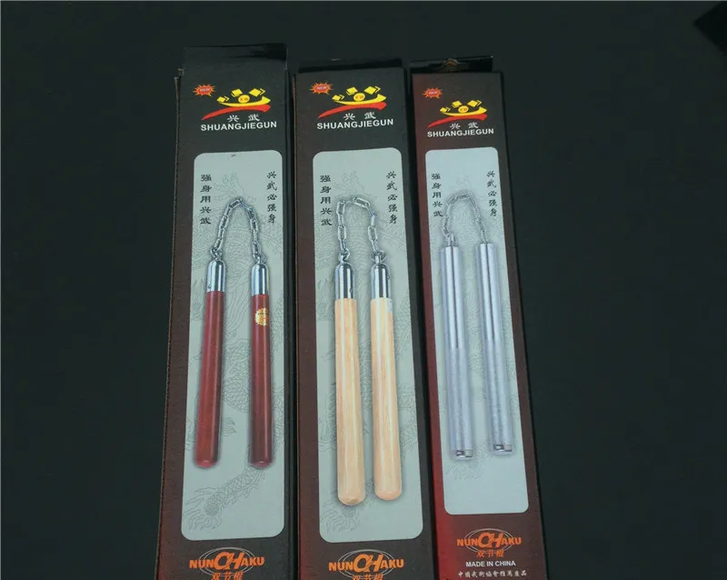 Solid Wood Twisted Sticks Martial Arts Nunchaku Stainless Steel