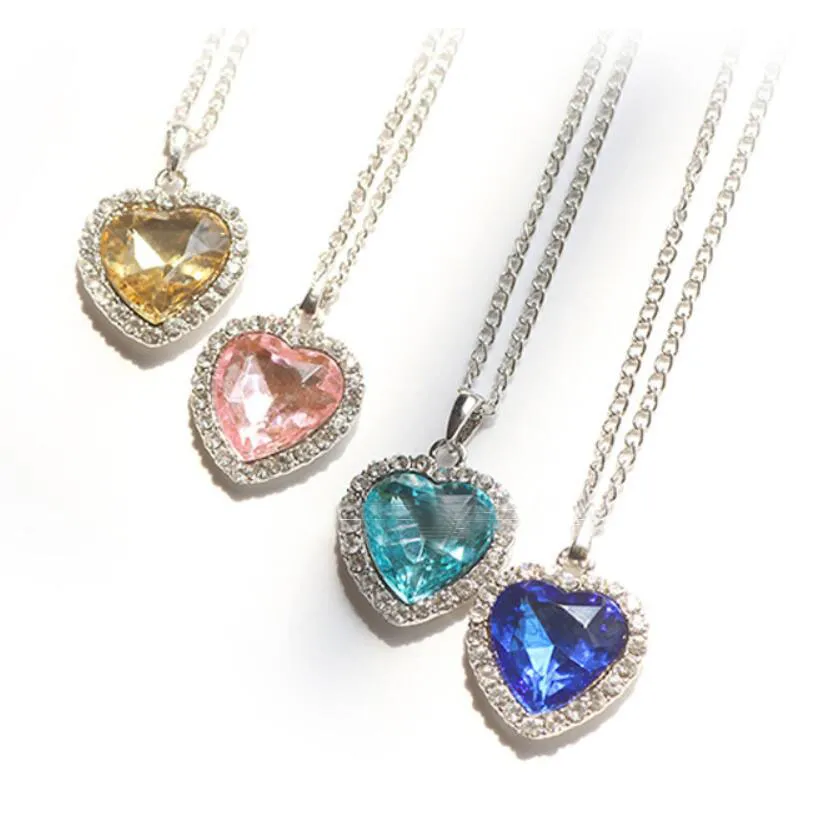 Ocean Heart Necklace Female Korean Crystal Peach Heart Clavicle Chain DAN618 mix order Pendant Necklaces