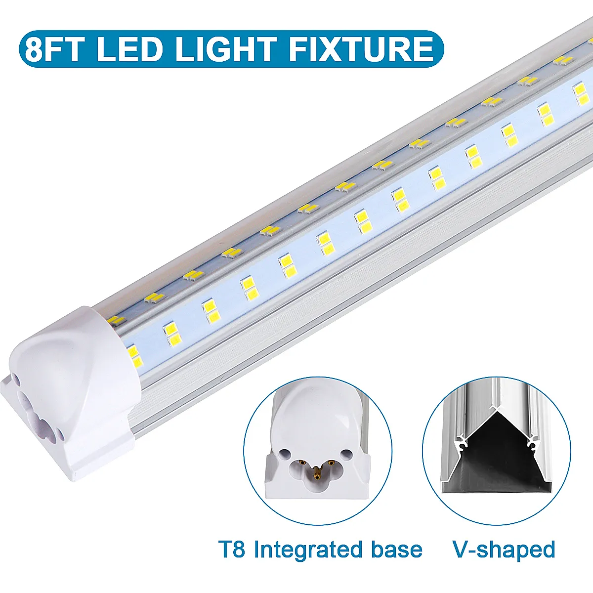 8ft LED V Shape Shop Light Fixture 144W 14500lm Clear Lens Cover Double Side 4 Rows V Cooler Door Light Reduced Energy Use From Bestka 529.15 DHgate.Com