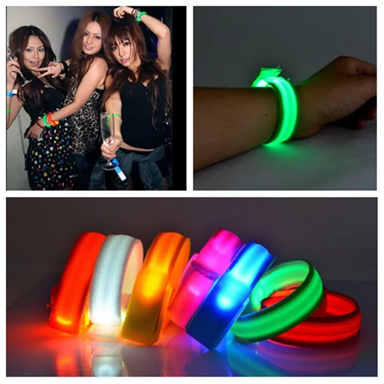 Nylon LED ArmBand Wrist Strap Armband light for Outdoor Sports Safety Activity Party Club Cheer Luminous BraceletT2I5582