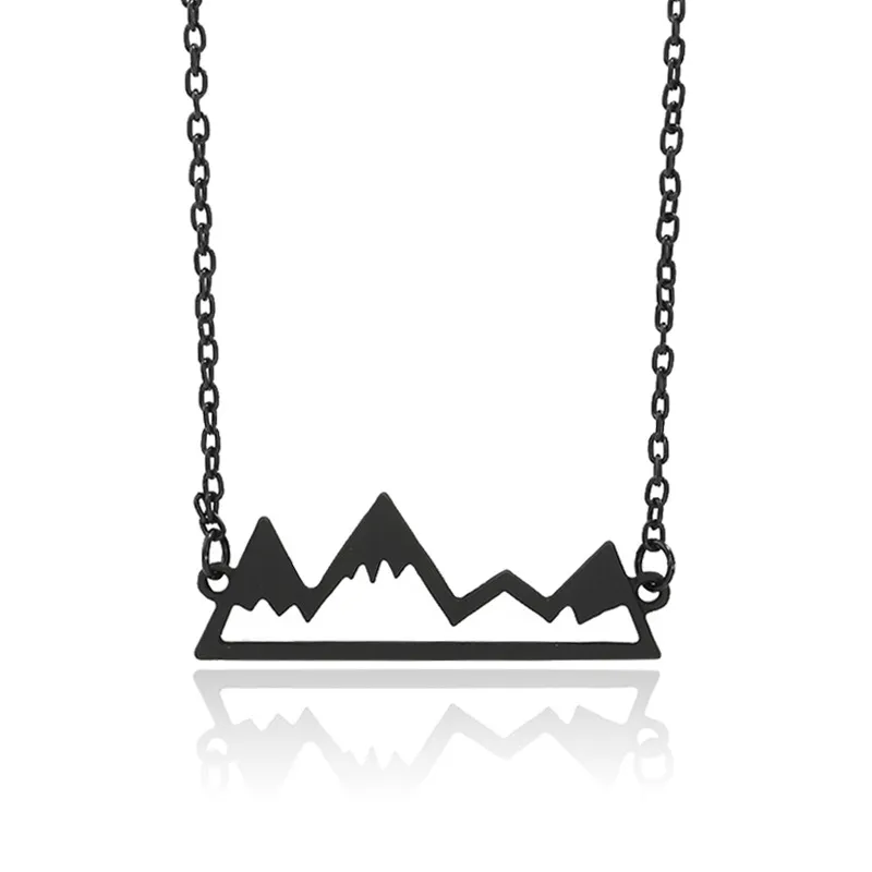 Berg-Halskette, minimalistischer Top-Anhänger, verschneite Berge, Wandern, Outdoor-Reisen, Schmuck, Berge, Klettern, Geschenke, Gold/Silber-Ketten, Halsketten