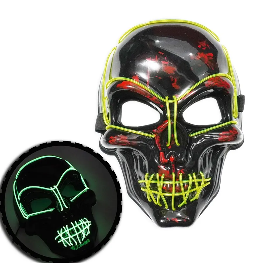 Halloween Mask Led Light Up Scary Skeleton Skull Mask för Festival Cosplay Halloween Costume Masquerade Parties Carnival 8 Colors Phjk1909