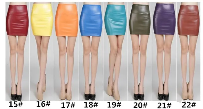 autumn winter warm Women Skirts PU faux leather skirts tight stretch female short pencil mini skirt M389