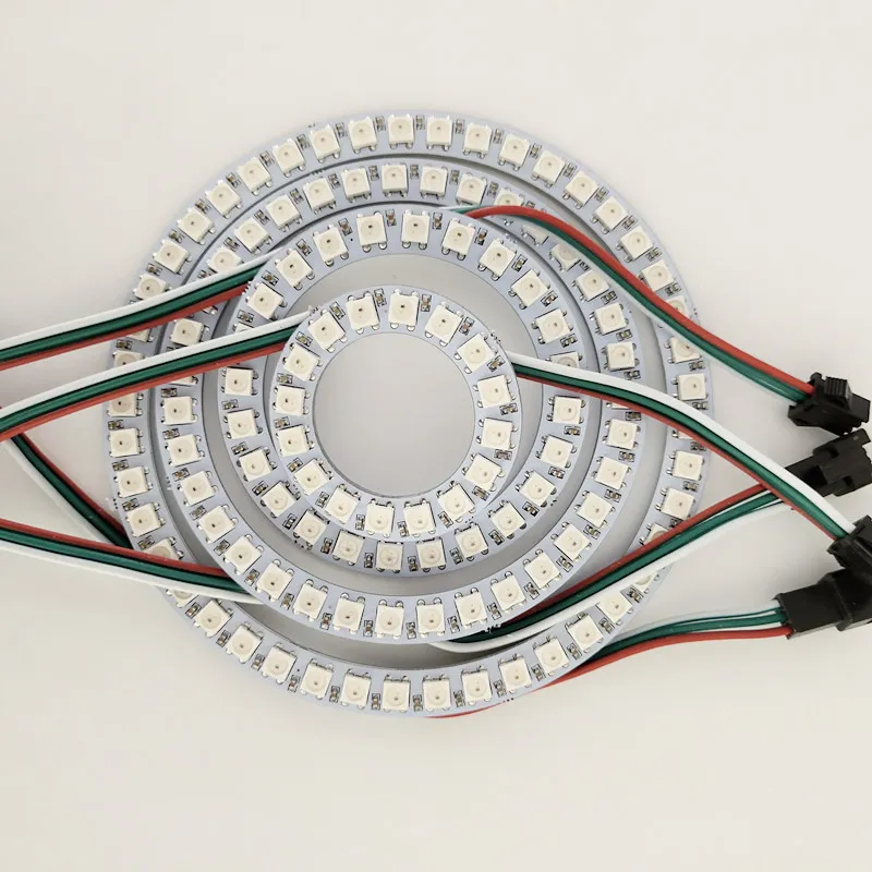 Anel ws2812b 16 24 35 45 bits leds ws2812b sk6812 5050 rgb sonho cor led anel ws2812 ic 5050 rgb embutido endereçável dc5v