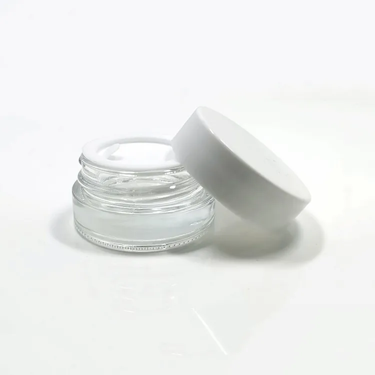 5g los tarros de crema cosmética recipiente transparente / Botella tarro de cristal esmerilado con White tapas PP cubierta interior de la crema de cara / Mano