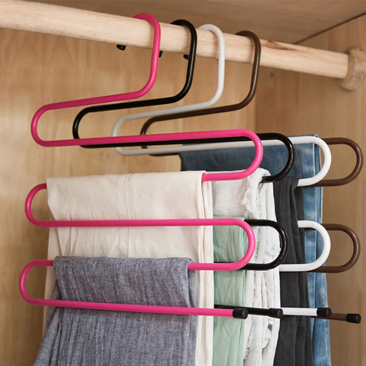 5 lager s Shape Hängare Multi Funktionell Non Slip Clothe Hangers Scarf Pant Storage Hängare Tjocken Järn Kläder Storage Rack DBC VT0870