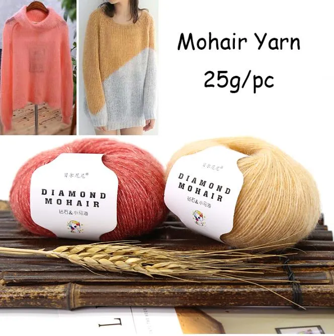 25g Mohair пряжа дешевая вязальная пряжа крючком детская шерстяная пряжа для вязания свитер носки 166м 0,9 мм