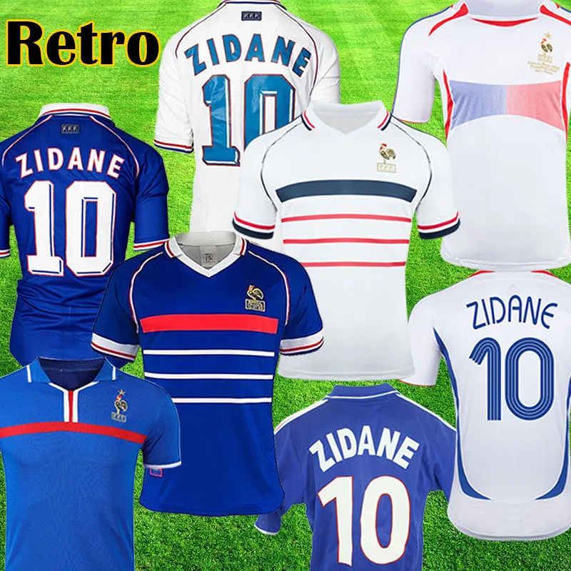 10 ZIDANE 1998 FRANKRIKE RETRO VINTAGE ZIDANE HENRY MAILLOT DE FOOT Thailand Kvalitetsfotbollströjor dräkter Fotbollströjor Herrskjorta