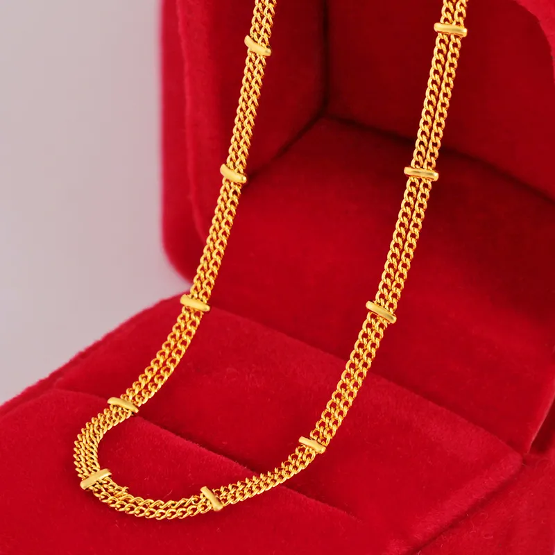 Clavicle Chain Womens Halskette Kette Gelbgold Gefüllte klassische einfache Stil Kette Link Geschenk