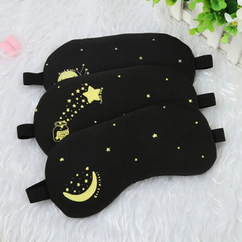Black Sleeping Eye Mask Star Moon Print Eye Cover Sleeping Mask