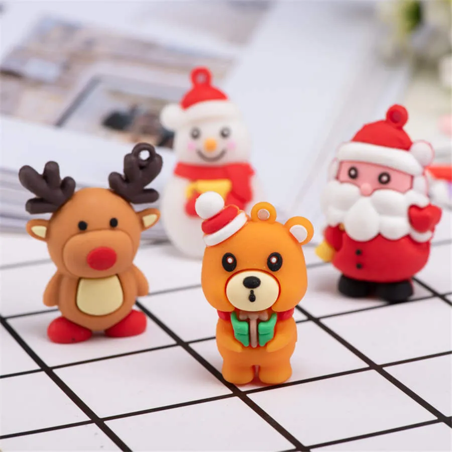 2 inch Cartoon Santa Claus Snowman Reindeer Soft Doll Keychain Pendant Creative Christmas Gift Kids toys B11