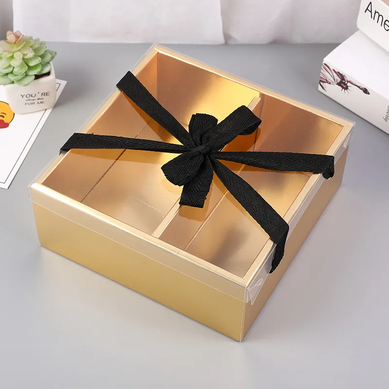 Voedsel verpakking doos bruiloft gunsten karton hand-held transparante PVC geschenkdozen creatieve opvouwbare bloem verpakking doos LX2369