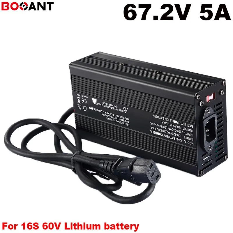 Lithium Batteri 60V Laddare Ingång 100Vac-240VAC 67.2V 5A Snabb Laddare för 16s 60V E-Bike Elektrisk Bike Batteri DHL Gratis frakt