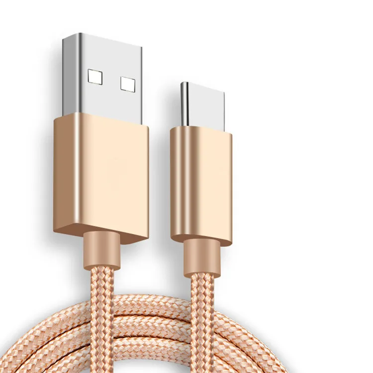 Telefonkablar Höghastighets USB-kabel Typ C Laddningsadapter Data Sync Metal 0,48 mm tjocklek Stark flätad laddare