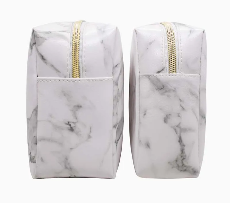 DHL 50pcs New marbling Stone Printed Zipper Tassel Cosmetic Bag White Large Capacity Travel Makeup Bag