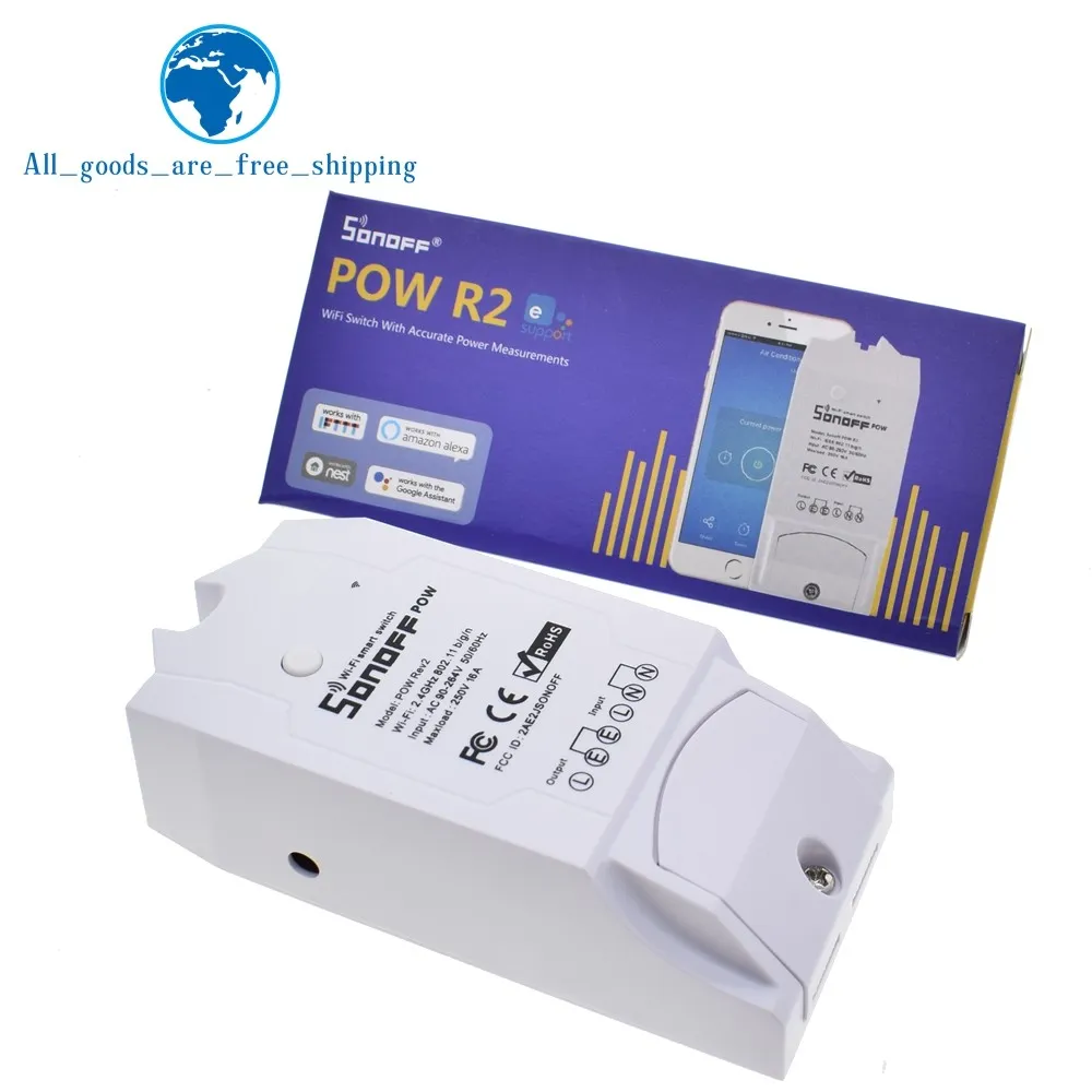 Freeshipping Pow R2 15A 3500W Wifi Smart Switch Higher Accuracy Power Consumption Measure Monitor Current Energy Usage Work With Alexa