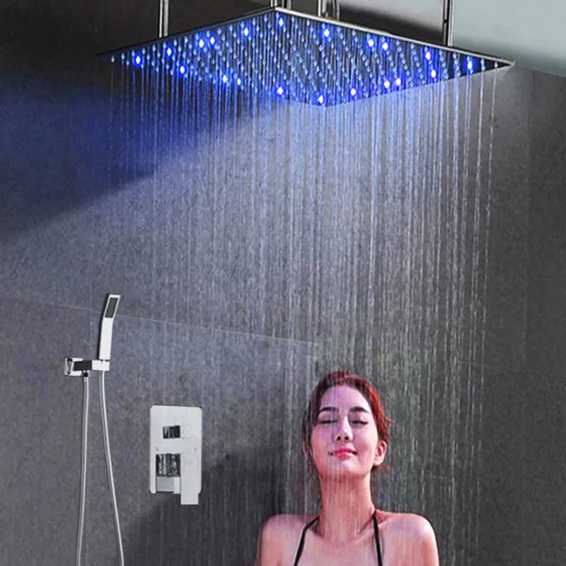 Columna de ducha termostática cascada de níquel baño ducha grifo panel de  ducha con chorros de masaje bañera canalón-oro