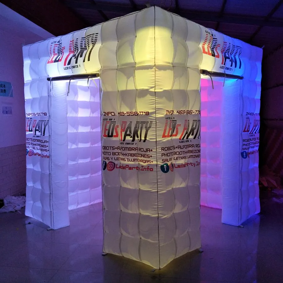 Customized Logo Photo Booth Inflatable Social Cube Tent with Free Blower 8 PCS Spotlights for Sale or Party