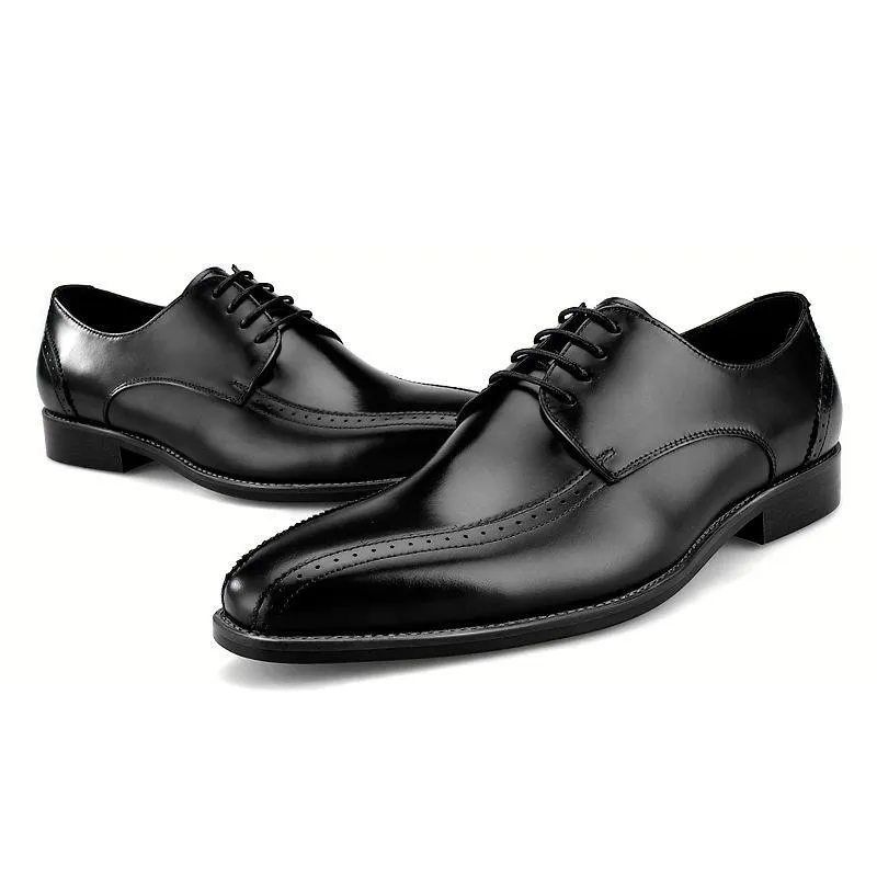 تنفس أسود / براون أوكسفورد الاجتماعية أحذية الأعمال اللباس جلدية حقيقية الزفاف أحذية