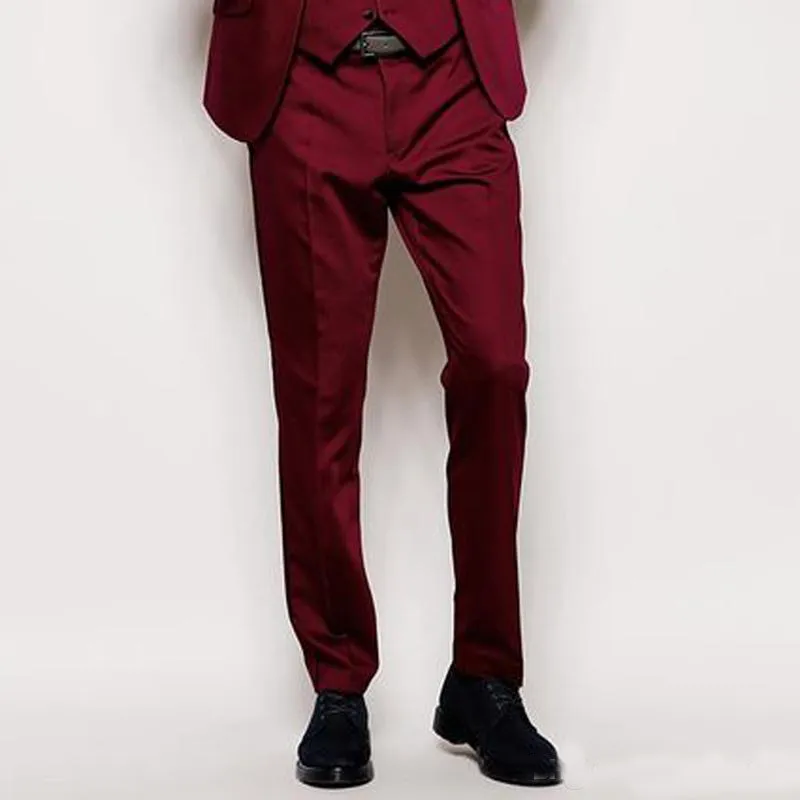 Custom Burgundy Three Piece Wedding Suit With Black Peaked Lapel For Men  2018 Burgundy Tuxedo Groom With Jacket, Pants, And Vest From Shinesia_zoe,  $85.43