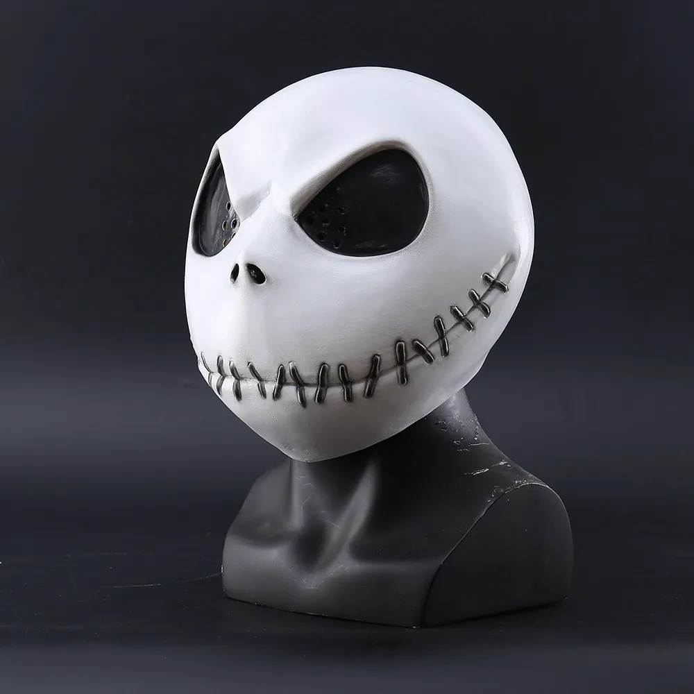 Nouveau Le Cauchemar Avant Noël Jack Skellington Masque En Latex Blanc Film Cosplay Accessoires Halloween Party Masque D'horreur Espiègle T261o