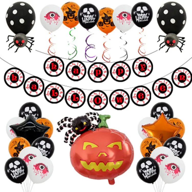 Halloween ballonger sätter pumpa spökballonger sätter halloween dekorationer spindelfolie ballonger uppblåsbara leksaker bat halloween party supplies