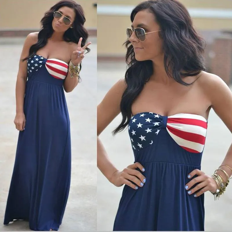 knee length dresses for ladies American Flag Maxi Skirt