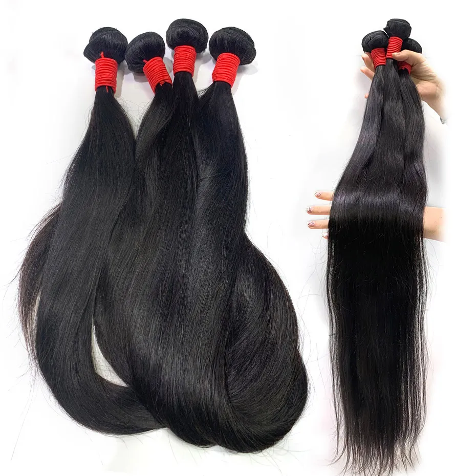BeautyStarQuality Длинные девственные необработанные индийские человеческие волосы, прямые волны 36, 38, 40 дюймов, необработанные девственные волосы Remy, плетение