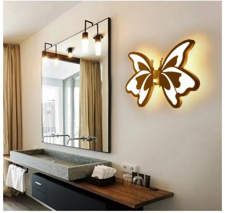 24W Schmetterlingswandlampen Nachttisch Schlafzimmer Wandmontierter Mischtuch Licht Günstige Indoor LED Lights Hohe Qualität Designer Home Decoration - Le60