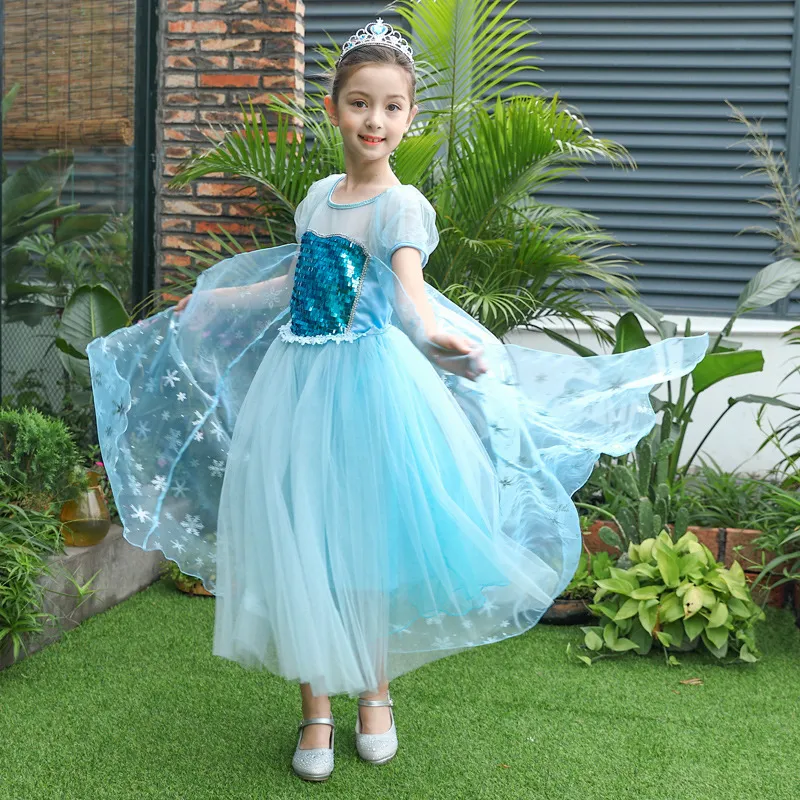 Costume de thème d'Halloween jupes robe de princesse bleue pour enfants enfants jouent jupe de performance sur scène 110 à 150cm