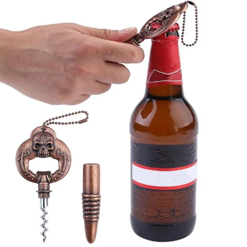 Beer bottle opener skull with chain multi function for red wine guests favor halloween party gifts