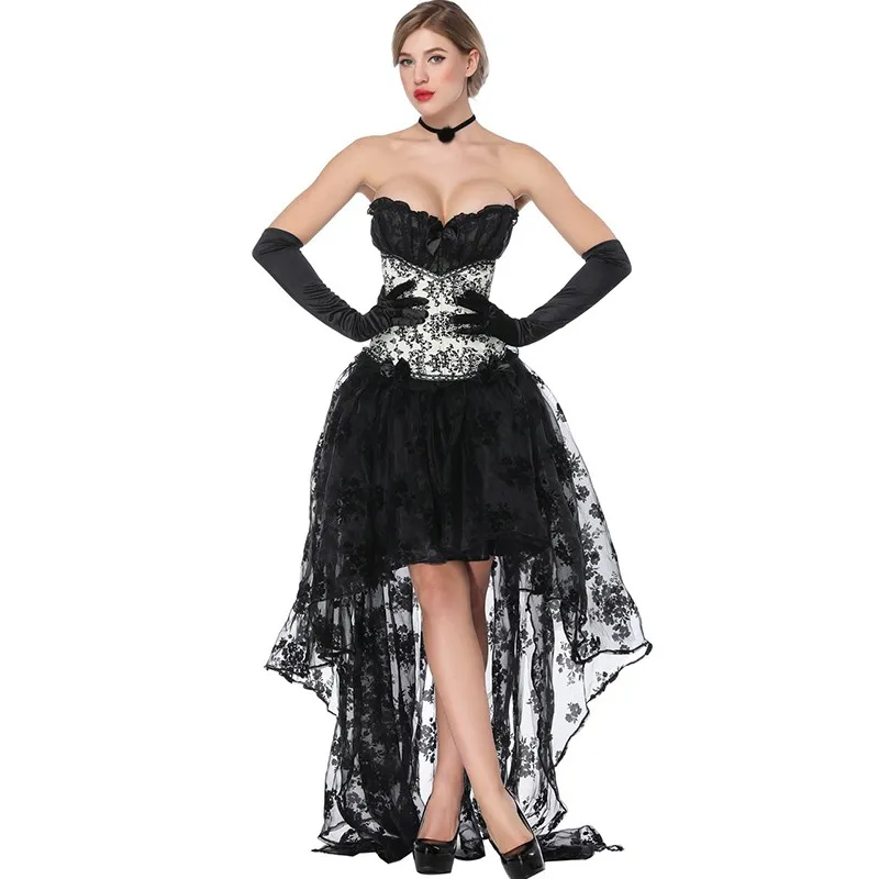 tennis G Voorbeeld Dames Halloween Burlesque Corsetjurk 2 Stks Set Party Outfit Met Ruched  Lace Contrast Floral Overbust Corset En Een Hi Lo Long Skir S XXL Van 21,05  € | DHgate