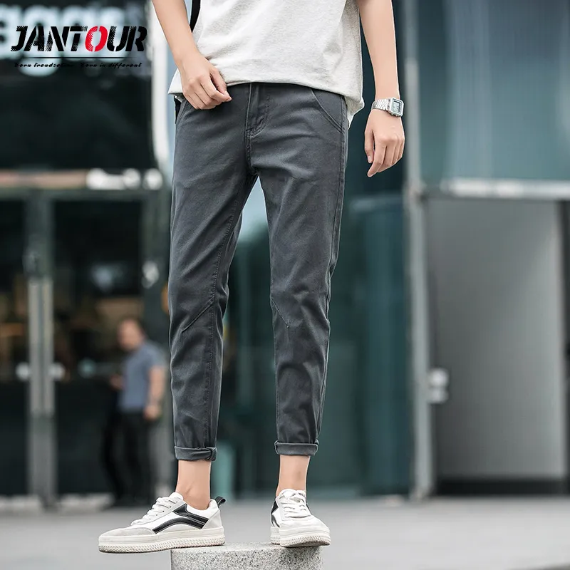 2019 printemps été coton cheville longueur pantalon moi nouveau pantalon décontracté hommes Slim Fit chino mode pantalon homme marque vêtements 27