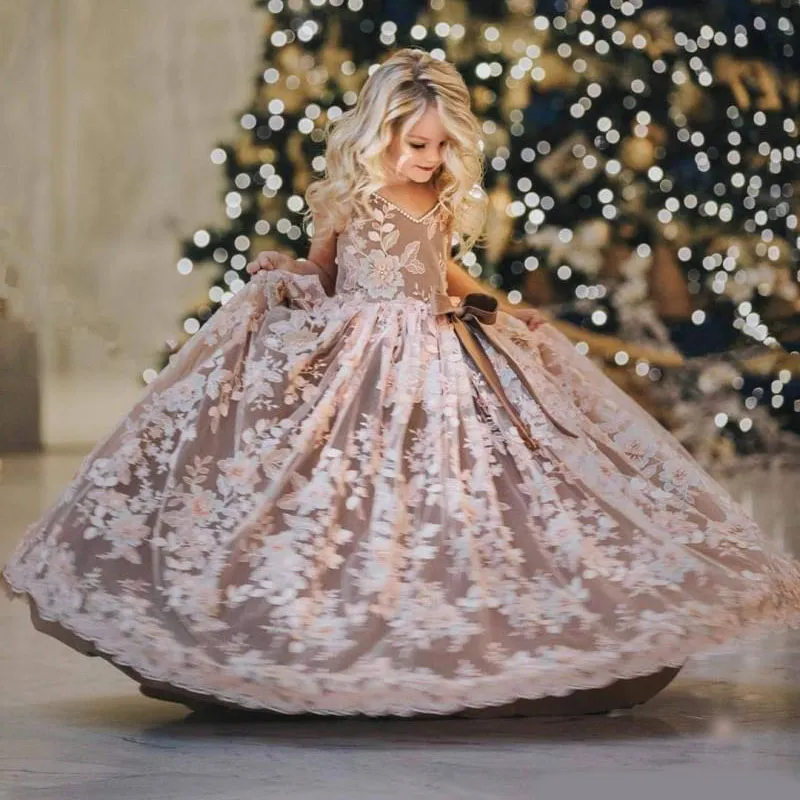 Vestidos De Flores Para Ni as Apliques Bordados De Lujo Vestidos