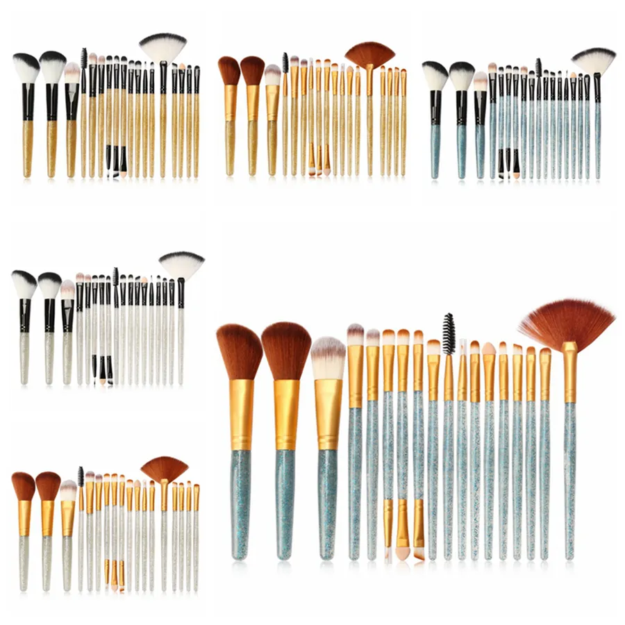 Ensemble de pinceaux de maquillage brillants, poudre de paillettes professionnelle, Eyeliner, cils, lèvres, fond de teint, Kit d'outils de maquillage, 18 pièces/ensemble, RRA1253