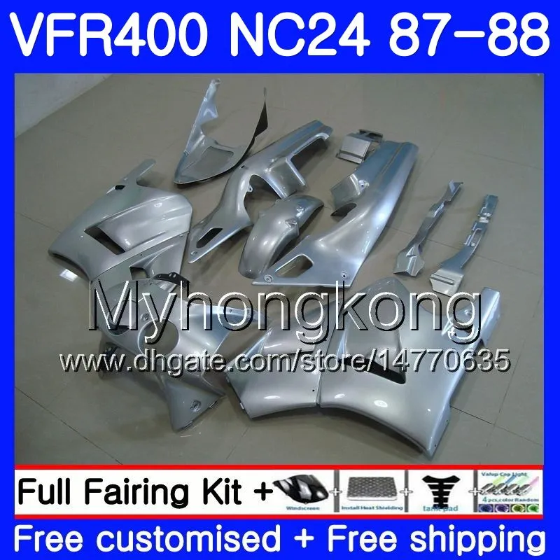 Lichaam voor HONDA RVF400R VFR400 R NC24 V4 RVF400RR VFR400R 87 88 267HM.8 RVF Glossy Silvery Hot VFR 400 R VFR400RR VFR 400R 1987 1988 FUNLING