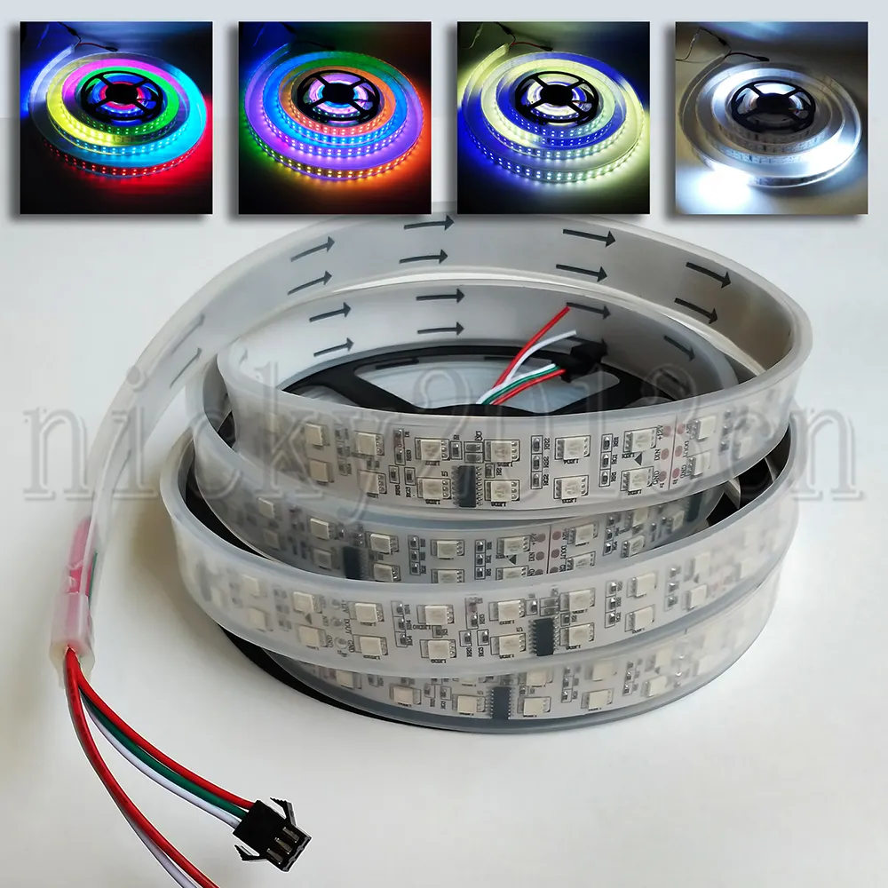 12V 5M WS2811 5050 RGB LED Pixel Flexible Strip Light Rope 600LEDs Addressable Magic Dream Color Changing Double Row IP67 Tube Waterproof Outdoor