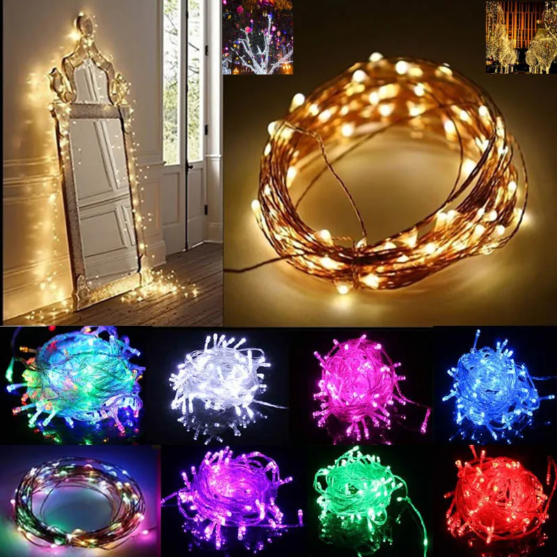 Led Strips String Decoration Light 220V per la festa nuziale Halloween Christmas Flash Light 10M 33 Ft 100 Led 9Colors XD20818